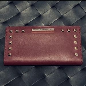 Rebecca Minkoff Burgundy Wallet With Gold Studs